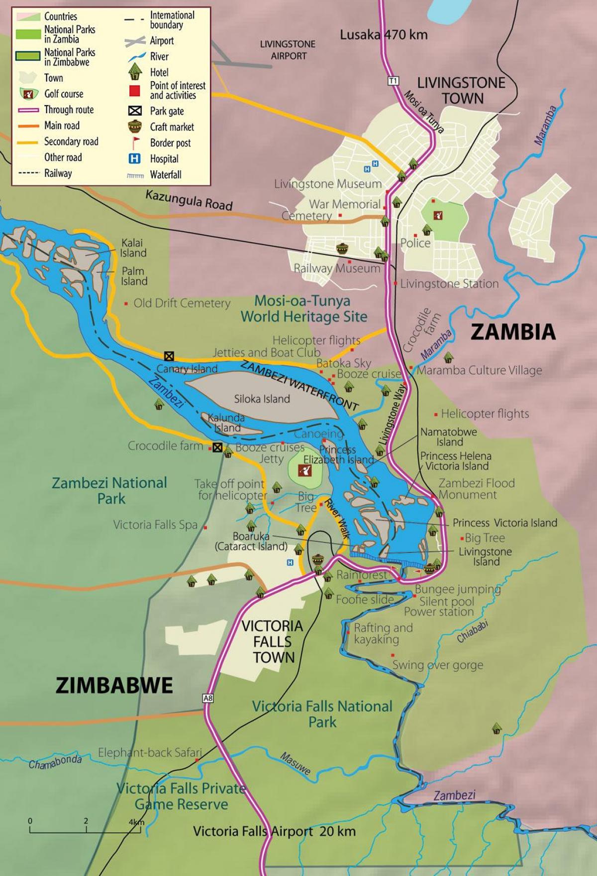 map of livingstone town Zambia