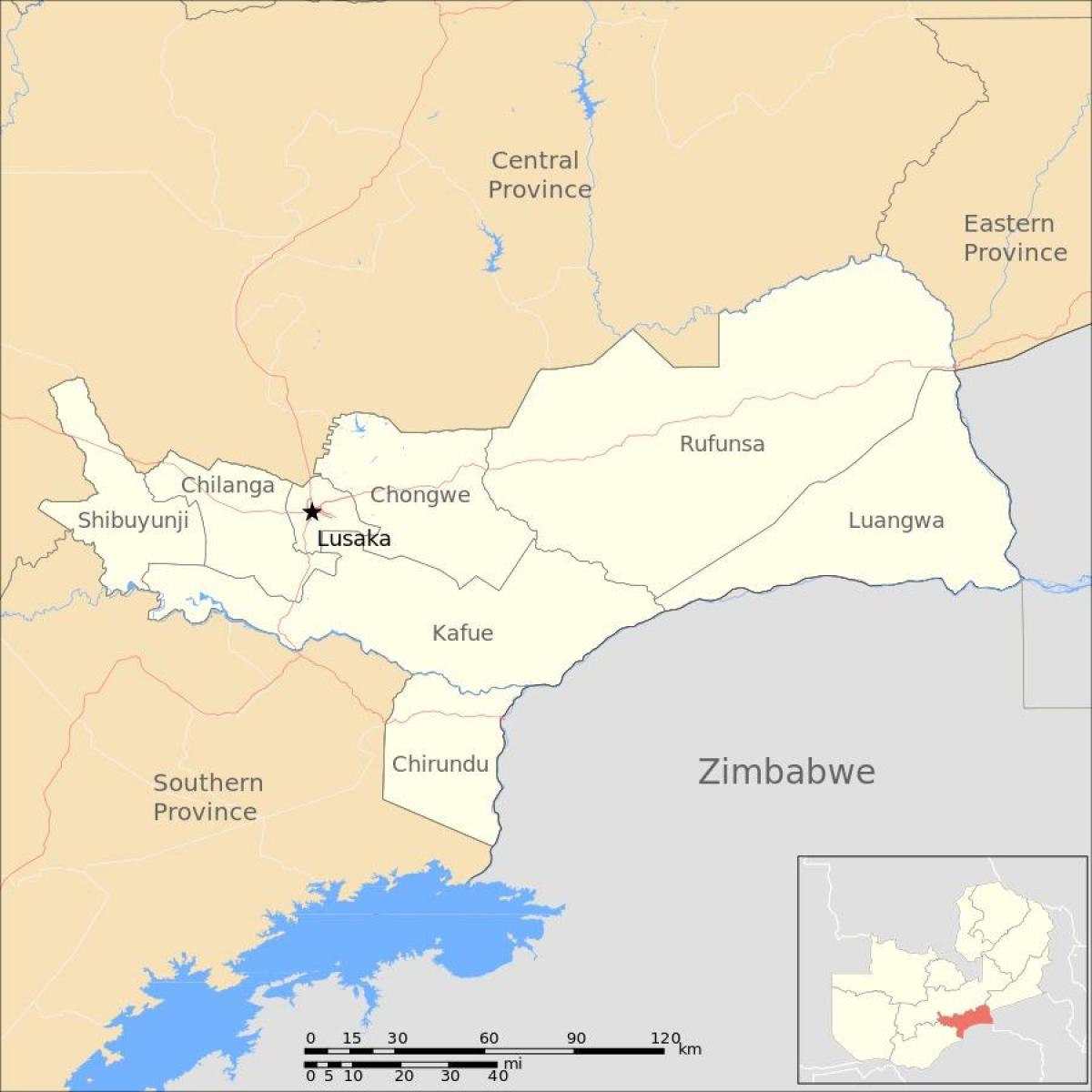 Map of lusaka Zambia