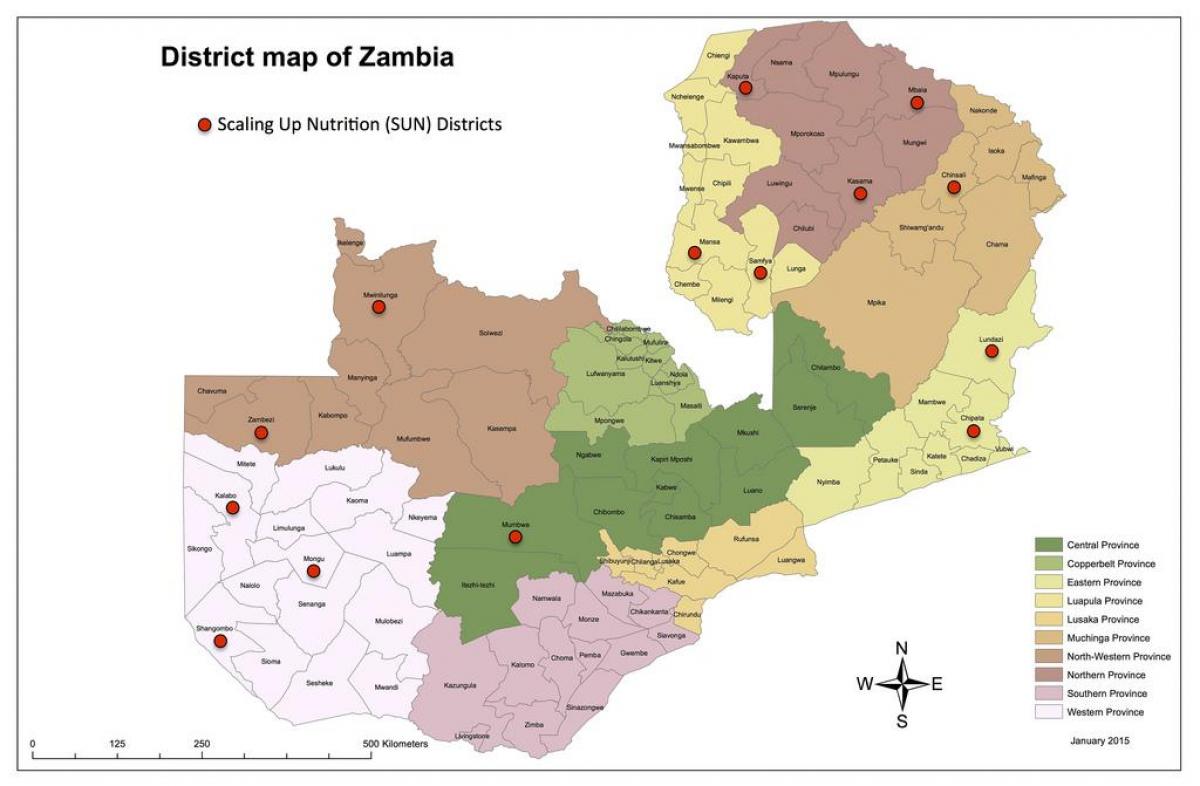 Zambia districts updated map