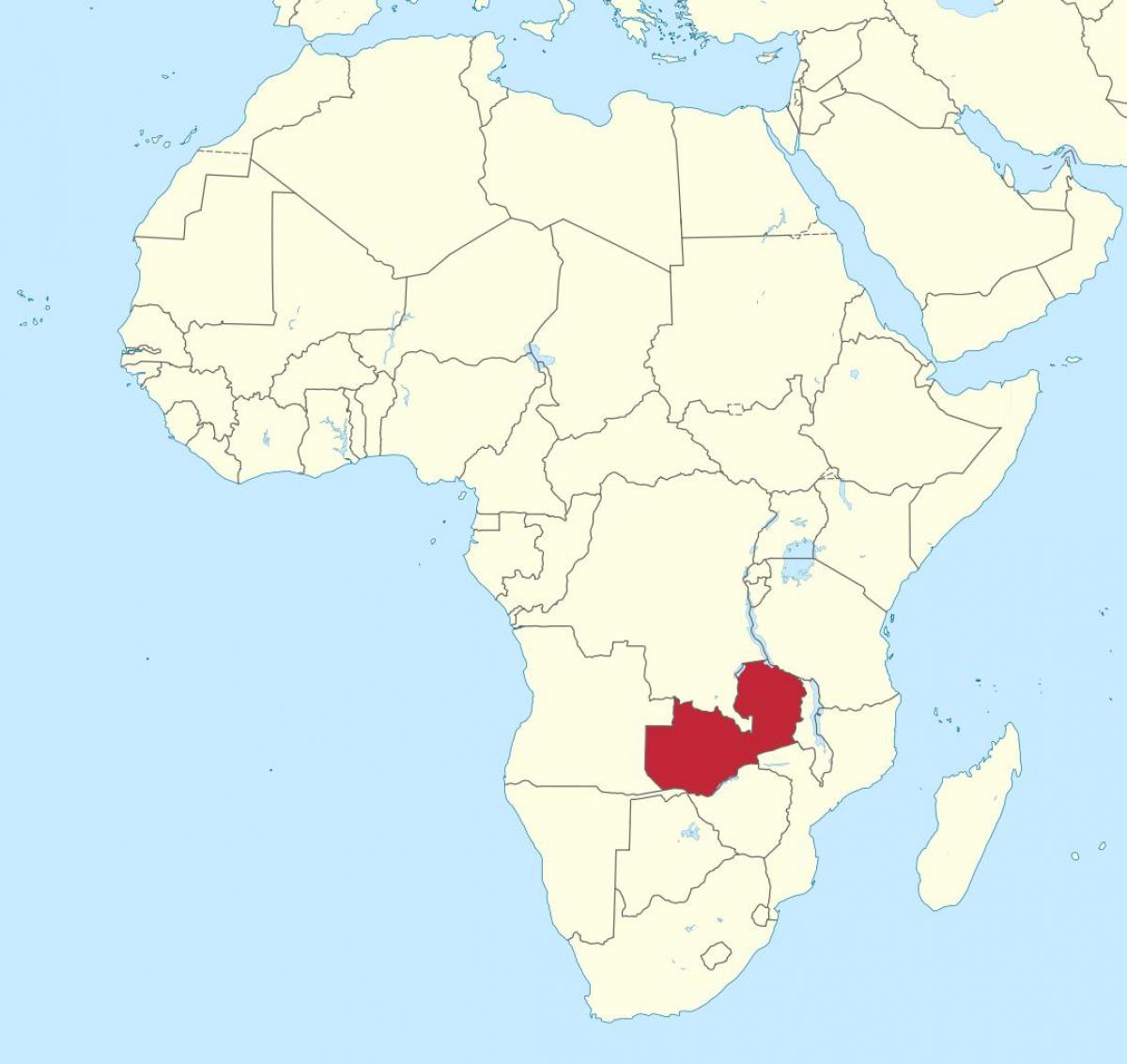 map of africa showing Zambia