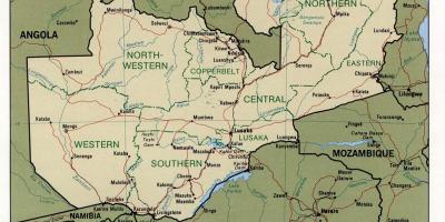 Zambia physical features map