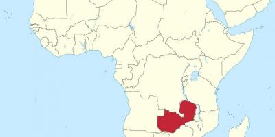 Map of africa showing Zambia