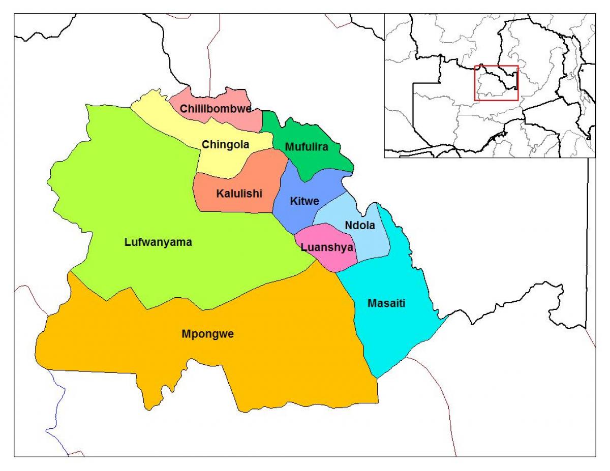 map of copperbelt province Zambia