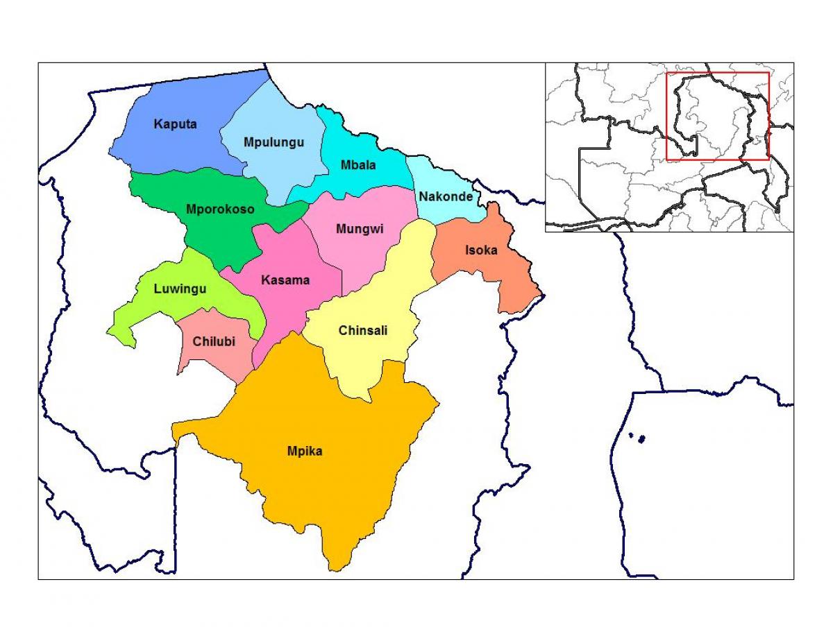 Map of northern province Zambia