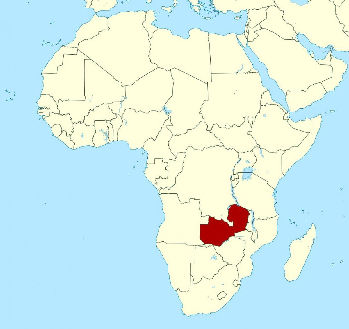 Map of Zambia location on world