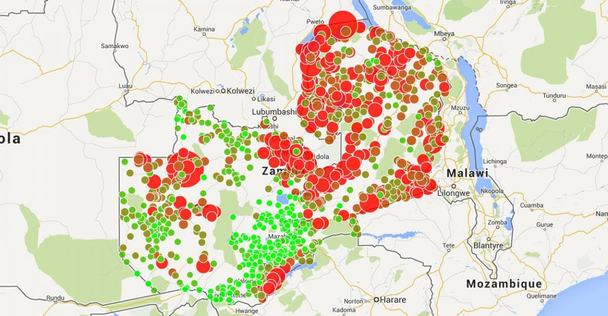 Map of Zambia malaria